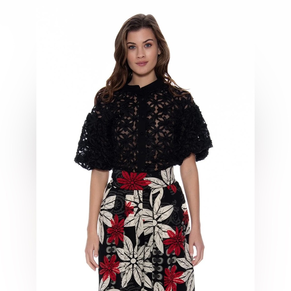 Black Lace Floral Top
